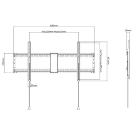 TECHLY ICA-PLB 948F fix fali konzol (43"-90", VESA 800x400, 70 kg, fekete)