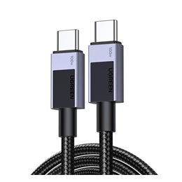 UGREEN L512 adatkábel (Type-C - Type-C, 100W, PD gyorstöltő 3.0, 200cm, cipőfűző) FEKETE