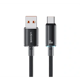 USAMS Cloud Series adatkábel (USB - Type-C, 6A, gyorstöltő, 120cm, fekete)