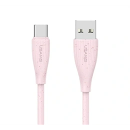 USAMS Green Series adatkábel (USB - Type-C, 18W, 3A, QC gyorstöltés, 100cm, rózsaszín)