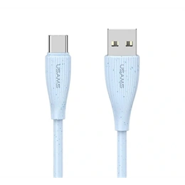 USAMS Green Series adatkábel (USB - type-c, 18W, 3A, QC gyorstöltés, 100cm, világoskék)