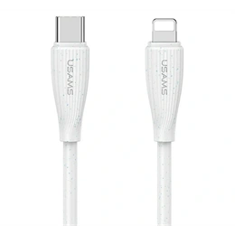 USAMS Green Series adatkábel (type-c - lightning, 30W, gyorstöltés, 100cm, fehér)