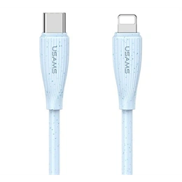 USAMS Green Series adatkábel (type-c - lightning, 30W, gyorstöltő, 100cm, világoskék)