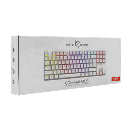 White Shark COMMANDOS GK-2106W/R-US billentyűzet (US, mechanikus Glory Red switch, 87 gomb, tenkeyless, USB 2.0, LED, fe
