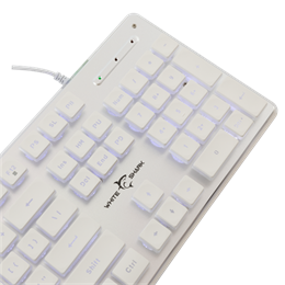 White Shark TACHI-W GK-003241W-US membrán gamer billentyűzet (US, vezetékes, 104 gomb, világítás, USB 2.0, fehér)