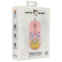 White Shark Tristan-P egér (vezetékes, optikai, 7 gomb, 12000 DPI, RGB, rózsaszín)